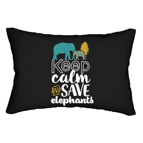 Keep Calm and Save Elephants Lumbar Pillows for Wildlife