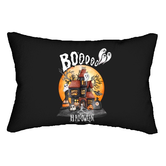 booooooooooo halloween town Lumbar Pillows