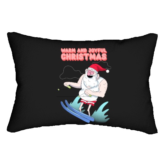 christmas and santa claus having summer fun Lumbar Pillows