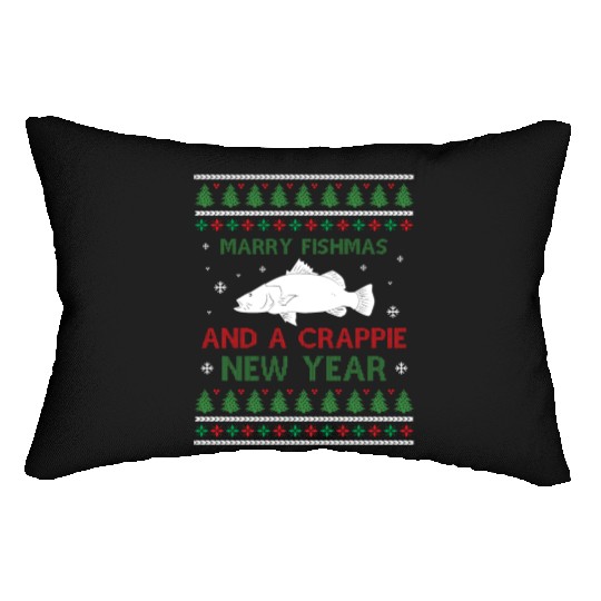 Merry Fishmas And A Crappie New Year - Saying Ugly Lumbar Pillows