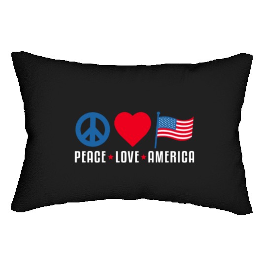 Peace Love America US Flag Independence Lumbar Pillows