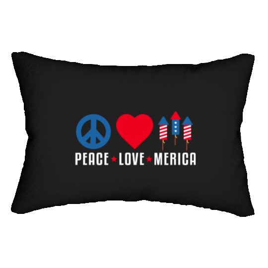 Peace Love Merica US Flag Independence Lumbar Pillows
