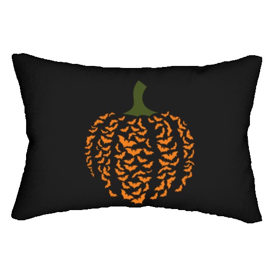 Halloween pumpkin bat Lumbar Pillows