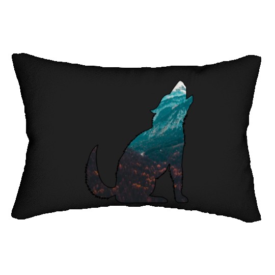 The Wilderness calls Wolf Forest Mountains Nature Lumbar Pillows