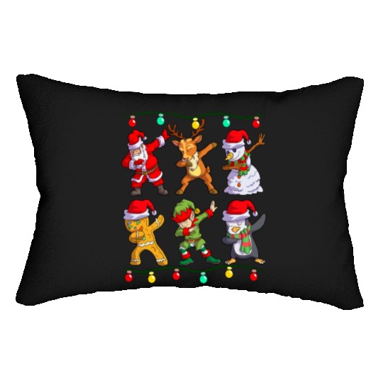 Christmas Dabbing Santa Elf De Friends Xmas Lumbar Pillows