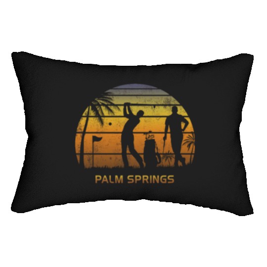 Retro Palm Springs Golf Golfing Fan Golfer Gift Lumbar Pillows