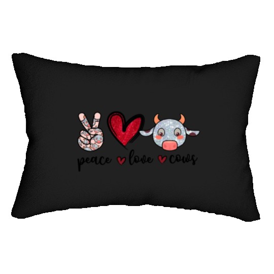 Peace Love Cows Funny Cow Lover Farmer Girls Women Lumbar Pillows