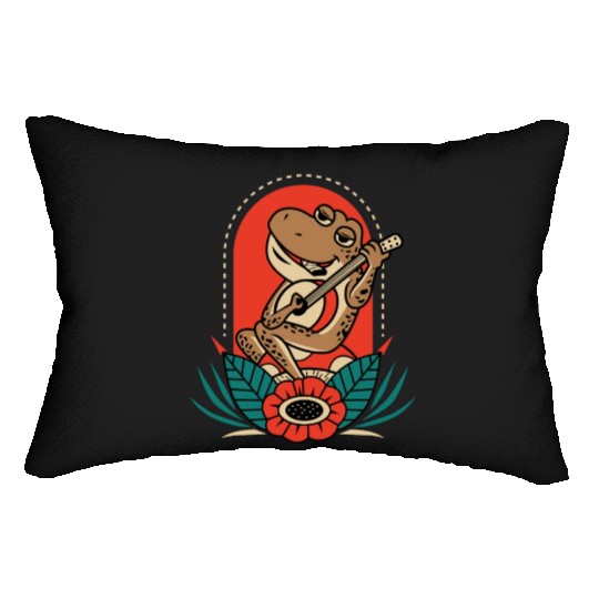 Frog Playing Guitar Instrumentalist Gift Lumbar Pillows
