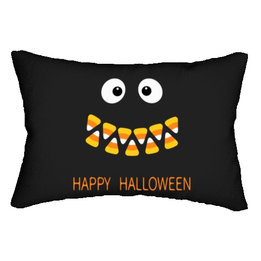 Cute Candy Corn Face For Halloween Costume Lumbar Pillows