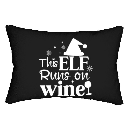 This Elf runs on wine Lumbar Pillows