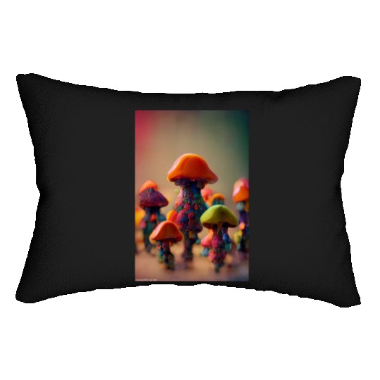 Whimsical Mushroom Men Lumbar Pillows