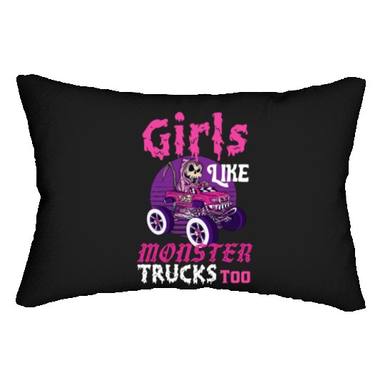Girls Like Monster Trucks Grim Reaper Halloween Lumbar Pillows