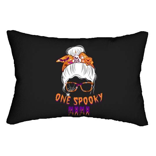 One Spooky Mama Skull Pumpkin Halloween Lumbar Pillows