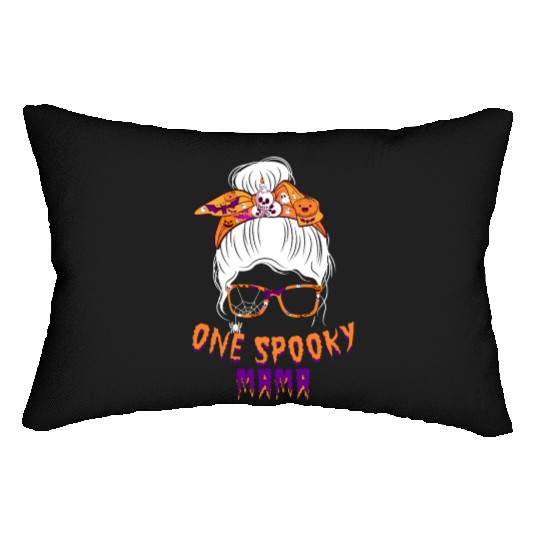 One Spooky Mama Skull Pumpkin Halloween Lumbar Pillows