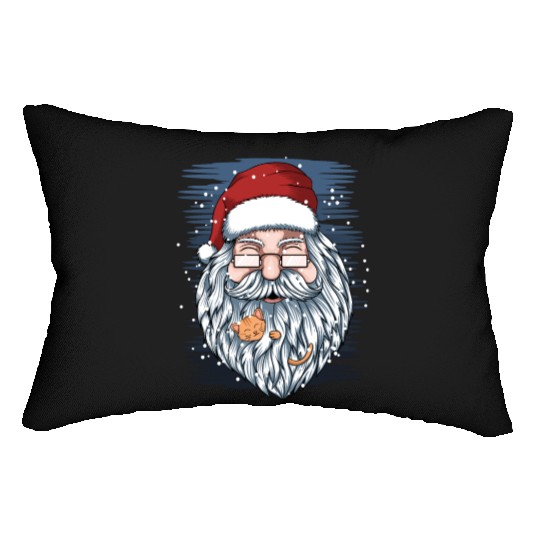 santa and kittens merry christmas Lumbar Pillows