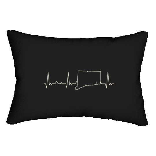 Connecticut State USA. Heart. Love. EKG. Pulse. Lumbar Pillows