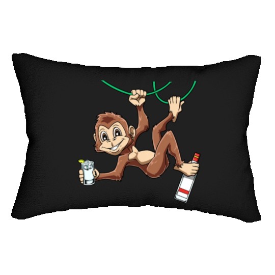 Funny Monkey drinking Grain Chimpanzee Lumbar Pillows