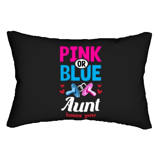 Pink or Blue Aunt Loves You Gender Reveal Party Lumbar Pillows