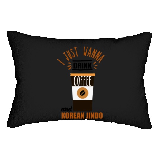 I want to Drink Coffee and Pet my Korean Jindo Dog Lumbar Pillows
