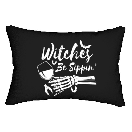 Witches Be Sippin Drinking Wine Halloween Day Part Lumbar Pillows