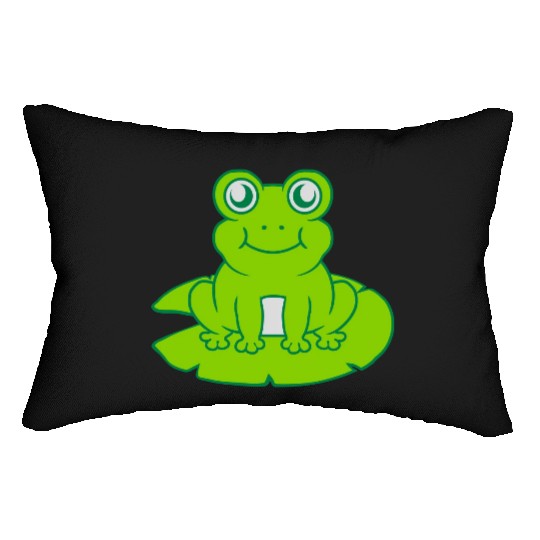 frog sitting water lily sea leaf Lumbar Pillows