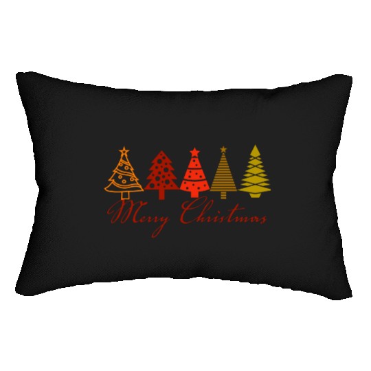 Merry Christmas , colorful Xmas tree design Lumbar Pillows