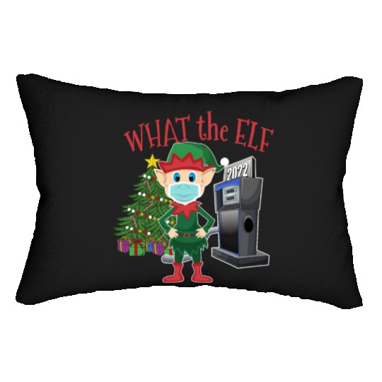 What the Elf - Elf with Mask and Gas Pump Lumbar Pillows