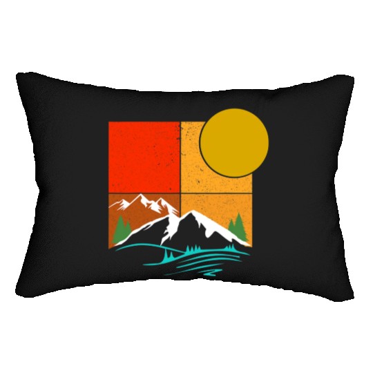 Funny Retro Hiking Explore Nature Adventure Lumbar Pillows
