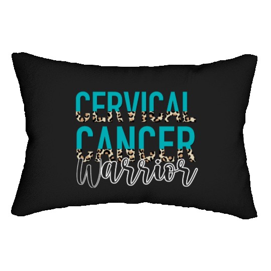 Cervical Cancer Awareness Month Warrior Teal White Lumbar Pillows