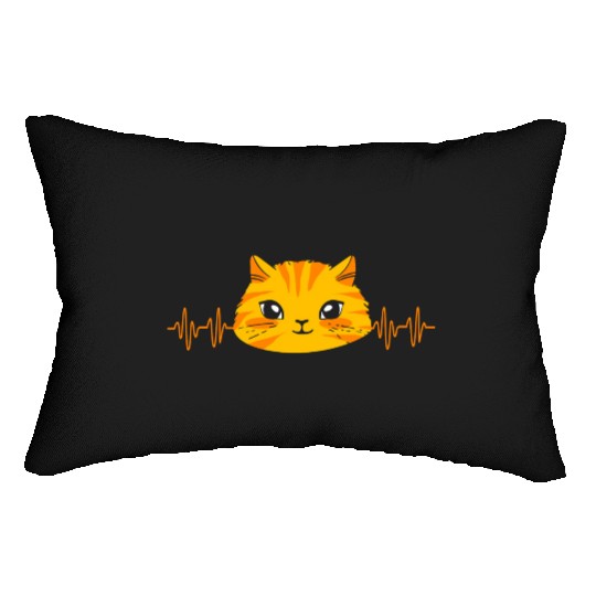 Cat Lover Kitten Pet Tabby Cat Heartbeat Lumbar Pillows