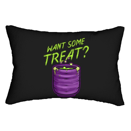 Want Some Treat Pot Of Green Witch Tea Slime Lumbar Pillows