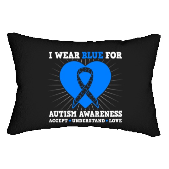 I Wear Blue For Autism Awareness - Accept Lumbar Pillows