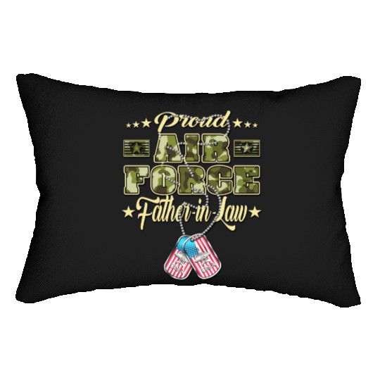 Proud Air Force Father In Law US Flag Dog Tags Lumbar Pillows