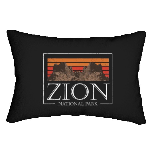 Retro Zion National Park US Vintage Utah Adventure Lumbar Pillows