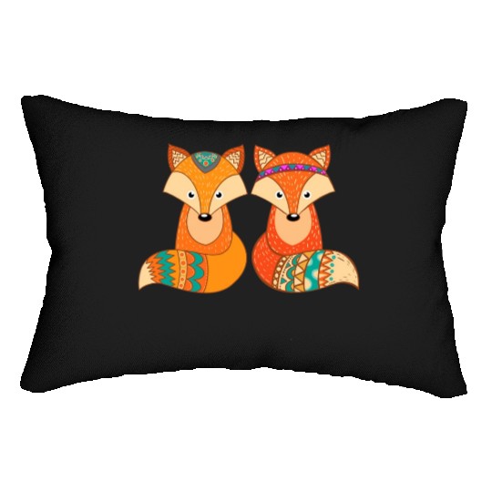 Tribal Fox Couple Wildlife Animal Lover Zookeeper Lumbar Pillows