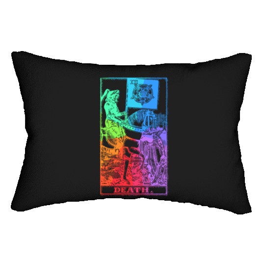 Death Tarot Card Psychic Occult Pagan Witch Rainbo Lumbar Pillows