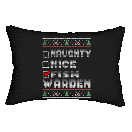 Naughty Nice Fish Warden, Matching Christmas Lumbar Pillows