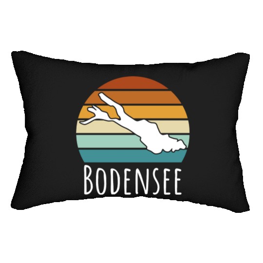 retro lake constance germany Lumbar Pillows