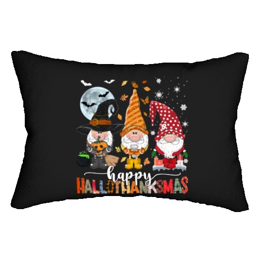 Happy Hallothanksmas Gnomes Lover Halloween Lumbar Pillows