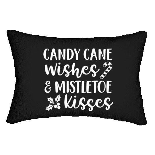 Candy Cane Wishes And Mistletoe Kisses Lumbar Pillows