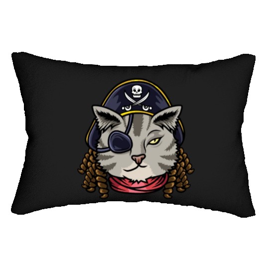 Pirate Cat Cat Mom Gift Lumbar Pillows