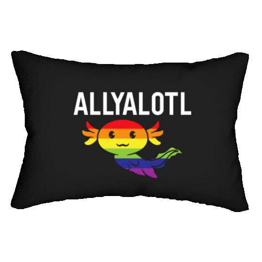 ALLYALOTL Axolotl Rainbow Pride Gay LGBTQ Lumbar Pillows
