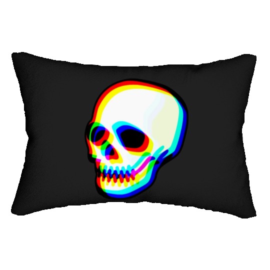 Modern Neon Skull Illustration Lumbar Pillows