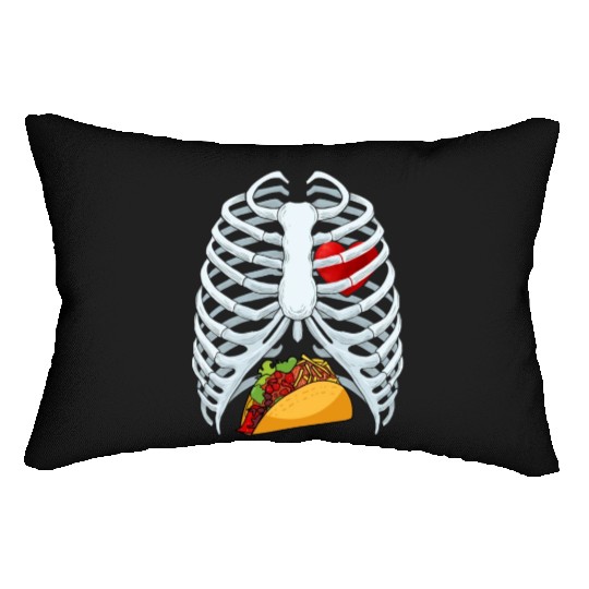 Funny Taco Skeleton Rib Cage Dad Halloween Costume Lumbar Pillows
