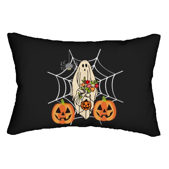 Halloween Costume Floral Ghost Pumpkin SpiderWeb Lumbar Pillows