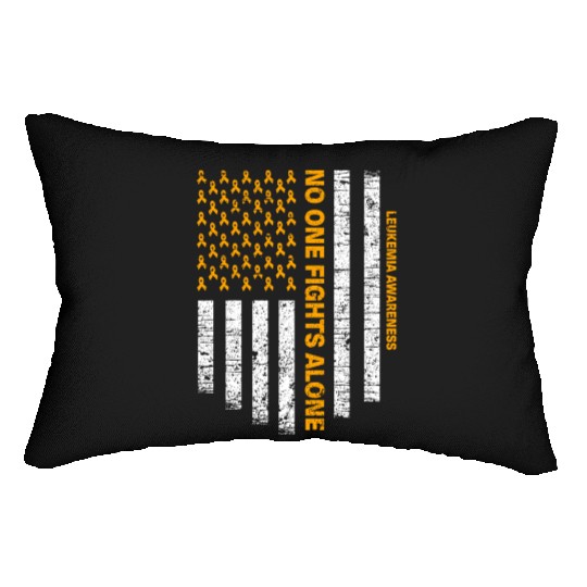 No One Fights Alone Usa Flag Leukemia Awareness Lumbar Pillows