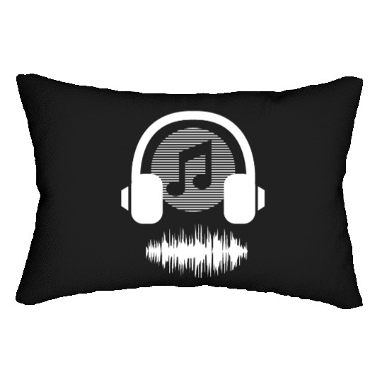 musica headphones novelty fun style 80s song Lumbar Pillows