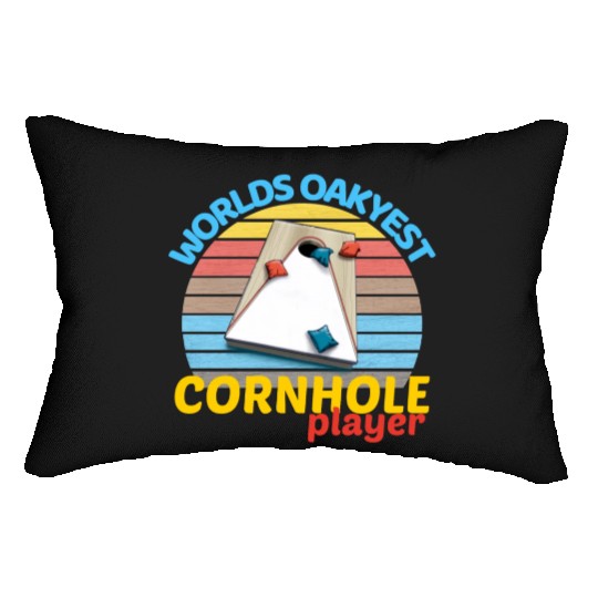 worlds oakyest cornhole player two Lumbar Pillows