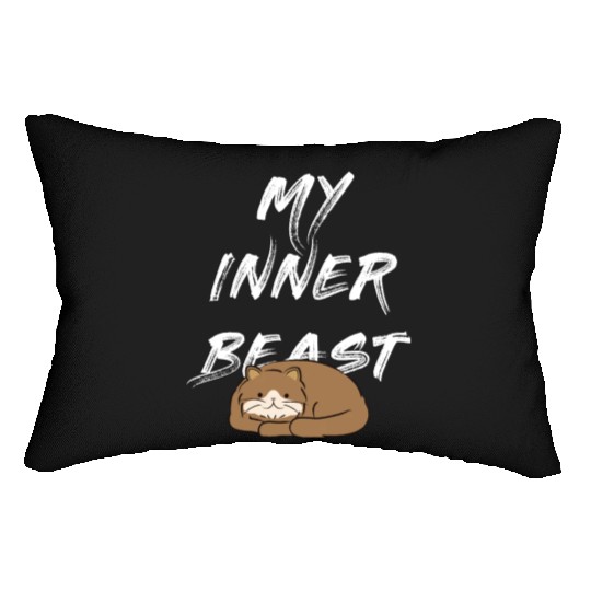 My Inner Beast text white Lumbar Pillows