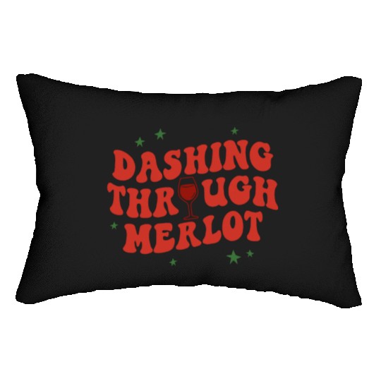 Dashing Through Merlot Funny Christmas Wine Lumbar Pillows